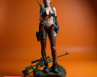 Tactical Sniper Heroine STL | 3D Printable Stealth Action Statue | Premium Resin Display Model