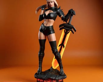 Dark Blade Queen – Stylized Demon Warrior STL Figure (Multiple Scale, Digital Download)