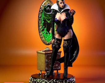 Dark Enchanted Queen Statue STL File – Gothic Fairy Tale Villain Fan Art | Multiple Scale