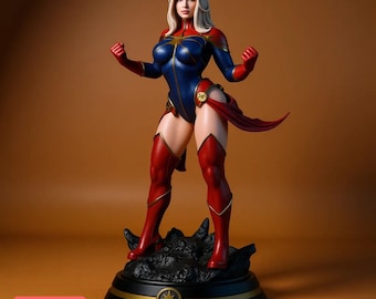 Super-héros féminin puissant STL | Statue de héros dynamique imprimable en 3D | Modèle d'affichage en résine haut de gamme