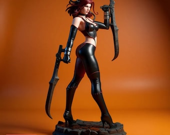 Crimson Blade Huntress – Figura STL feminina de vampira sombria (escala 1:4, download digital)