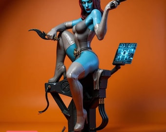 Blue Shape-Shifting Assassin Statue STL – 1:6 Scale Sci-Fi Female 3D Print Model