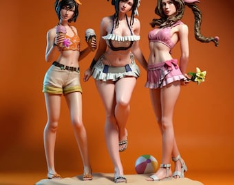 Summer Fantasy Heroine Trio – 1:6 Scale Diorama STL Files | Pre-Supported & Non-Supported