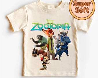 Zootopia Characters Comfort Tee, DisneyWorld Nick Wilde, Judy Nick Gazelle Flash Yax Shirt, Birthday Gift for Zootopia Fan, Disneyland Shirt
