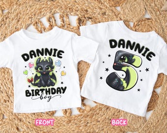 Camiseta de cumpleaños de Dragón Furia Nocturna para niño, camiseta de cumpleaños de Dragón Furia Luminosa Desdentado, camiseta de cumpleaños de niña, regalo para amantes de los dragones