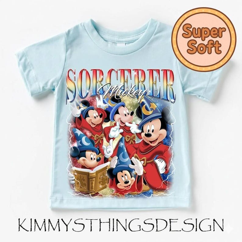 Chemise bootleg Mickey sorcier, sweat-shirt aquarelle Mickey WaltDisney Fantasia, une certaine imagination huh chemise Mickey sorcier, voyage à Disneyland image 3