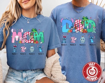 Custom Dad Mom Disneyland Stitch Father's Day Shirt | Lilo And Stitch Dad Shirt | WDW Stitch Summer Vacation Shirt