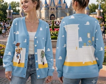 Toy Story Woody Cardigan,Buzz Lightyear Knit, Toy Story Blue Sky Cloud Jacket,Personalized Toy Story Team Outfit, Disneyland Pixar Fan Gift
