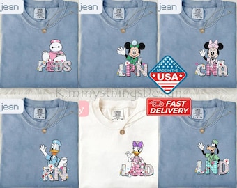 Custom Name Nurse Shirt, Mickey and Friends T-Shirt, DisneyNursing School Shirt, Disneyland Hospital Shirt, RN Nursing Student Sweatshirt