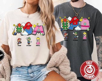 Custom Dad Mom Super Mario Father's Day Shirt | Mario Bros Dad Shirt | Father's Day Gift For Dad Shirt | Mario Mom Shirt