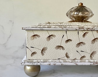 Elegant Gift or Keepsake Box in White, Cream and Gold