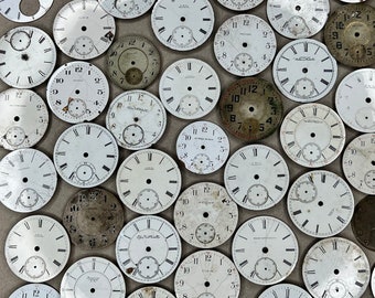 6 Random Vintage Porcelain Pocket Watch Faces for Collage, Steampunk and Altered Art