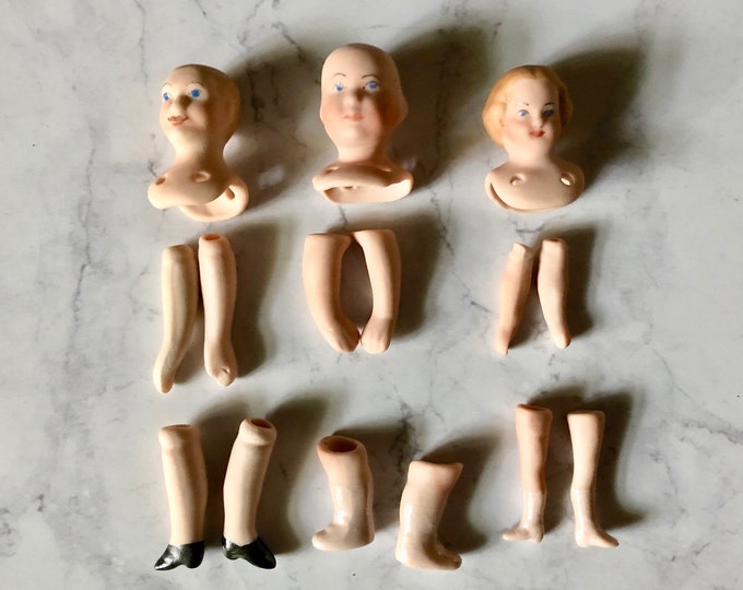 Complete Set of Small Vintage Porcelain Doll Parts Head Etsy