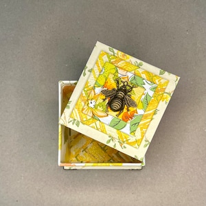 Cheery Gift or Keepsake Box with Big Brass Bee