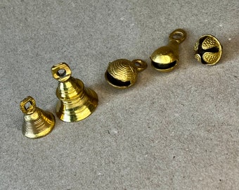 10 Brass Bells for Decorating and Crafts - Choose from 5 Styles