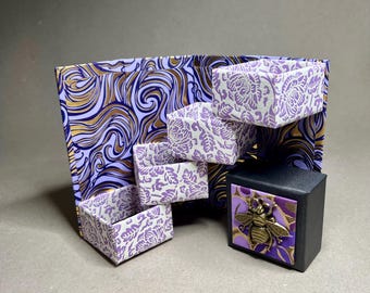Elegant Stair Step Box in Purple and Gold for Gifts and Treasures
