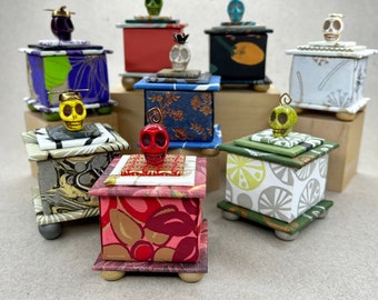 Tall Tiny Skull Boxes for Halloween or Day of the Dead Gifts and Favors
