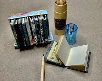 Mini Library - 10 Tiny Blank Books in a Tiny Bookcase for Journaling, Writing or Drawing
