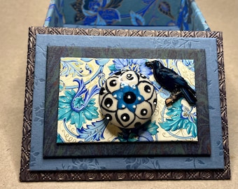 Handsome Gift Box in Blues with Crow
