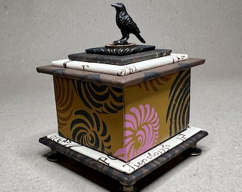 Stately Gift, Treasure or Favor Box with Crow