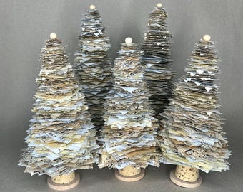 Repurposed/Recycled Paper Trees Made From Music Books and Sheet Music