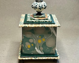 Elegant Tall Gift or Treasure box in Shades of Green