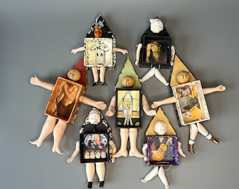 Mixed Media Art Dolls with Vintage Parts for Home Decor