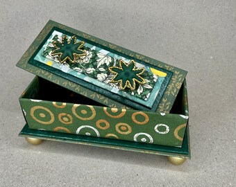 Long Gift or Treasure Box in Shades of Green