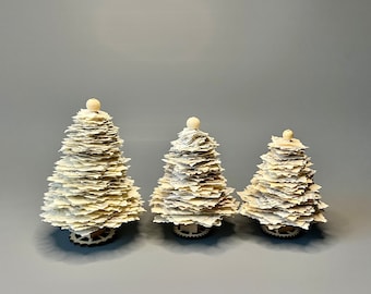 Tiny Trio of Trees Made From Repurposed Books