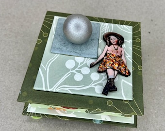 Sweet Minty Green Gift or Treasure Box with Cowgirl