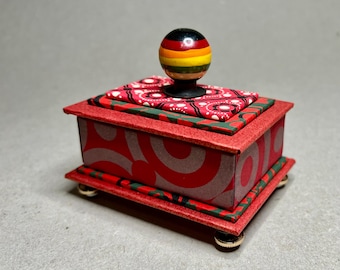 Playful Red Gift or Favor Box with Multicolor Knob