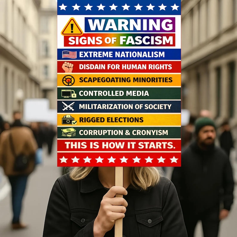 Warning Signs of Fascism Poster, Anti-trump Pro-democracy Political Art ...