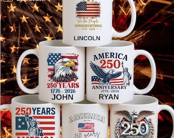 Koffiemok VS 250e verjaardag, vaderlandslievend Amerika 1776–2026 keramische mok cadeau