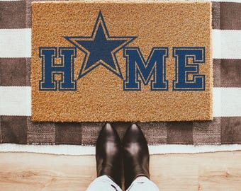 Dallas Football Welcome Mat: Dallas Fan Door Decor, Home Gift