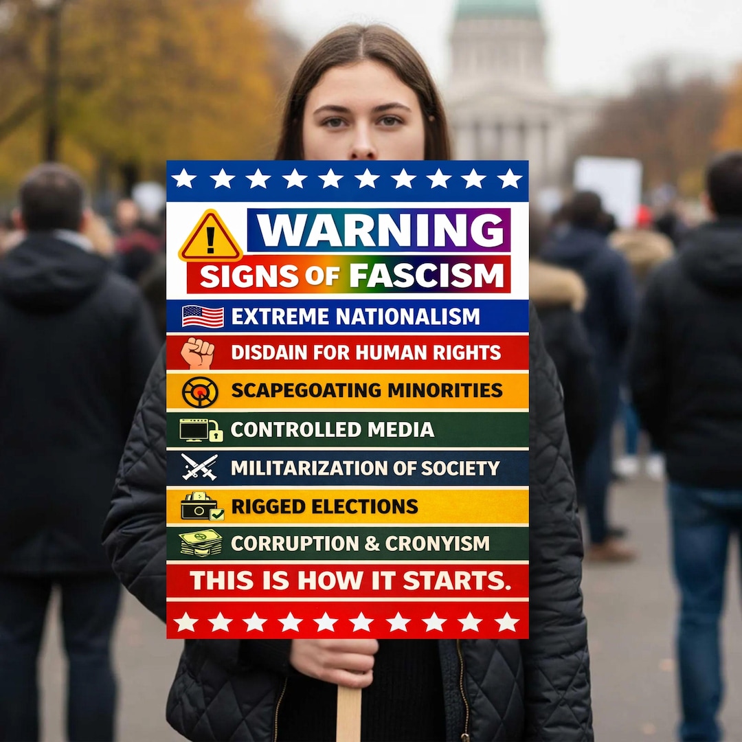 Warning Signs of Fascism Poster, Anti-trump Pro-democracy Political Art ...
