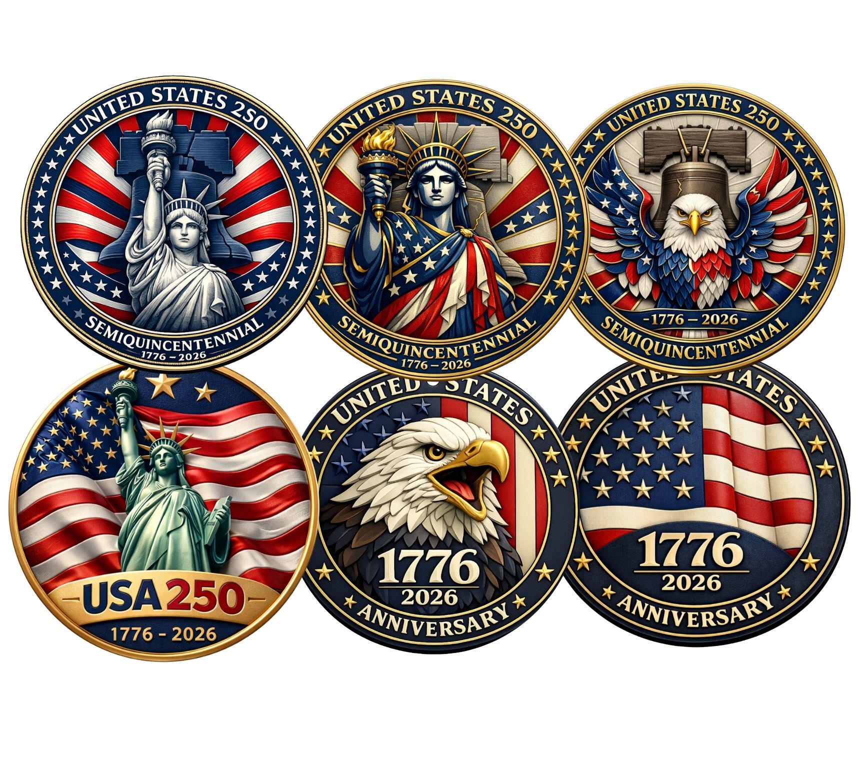 Pièce Commémorative 250e Anniversaire Des États-Unis 1776-2026 – Médaille Collection Indépendance En Métal, Idéal Pour Cadeau Patriotique