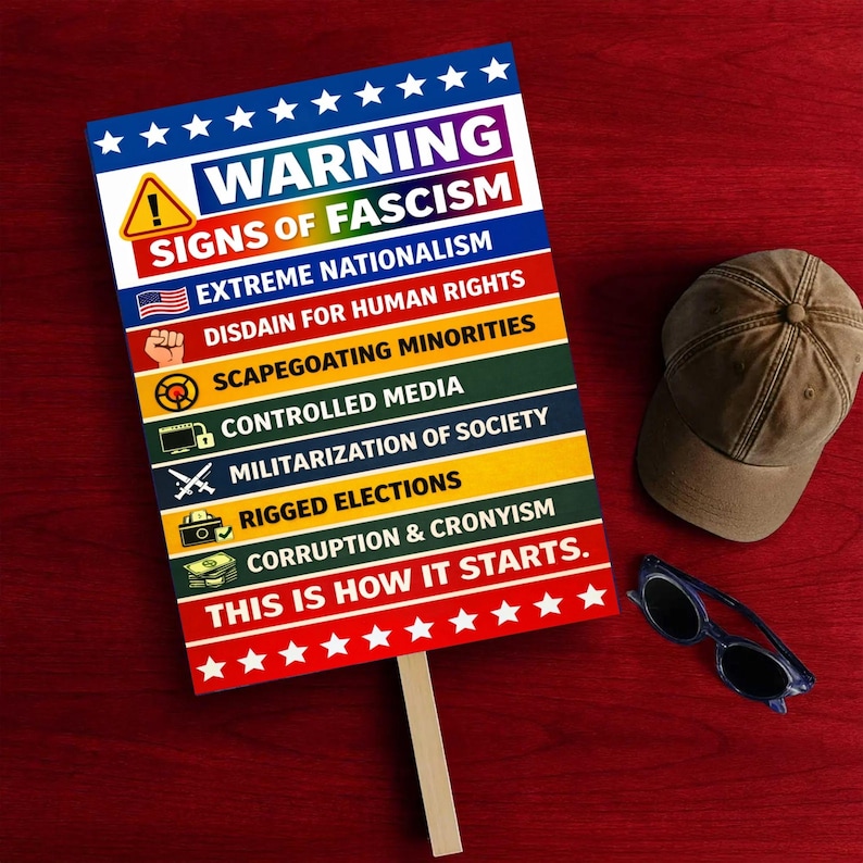 Warning Signs of Fascism Poster, Anti-trump Pro-democracy Political Art ...