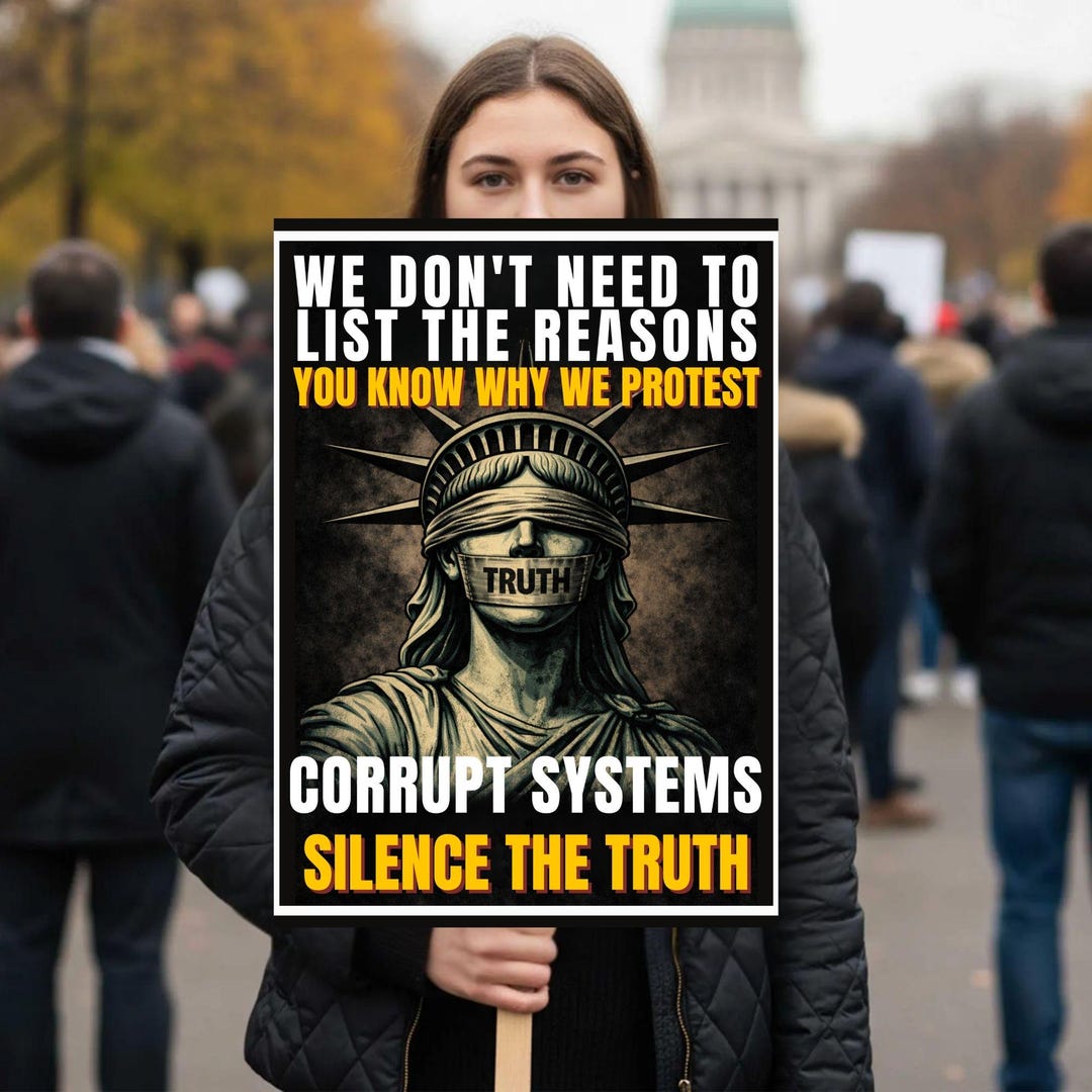 Anti-trump Protest Sign – Corrupt Systems Silence Truth Poster - Etsy