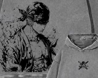 Roronoa Zoro Hoodie | One Piece Anime Hoodie | Zoro Manga Pullover | Graphic Sweatshirt | Unisex Anime Gift