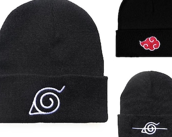 Naruto Beanie Hat | Hidden Leaf Village Beanie | Akatsuki Cloud Beanie | Anime Winter Hat | Cosplay Cap | Unisex Anime Gift