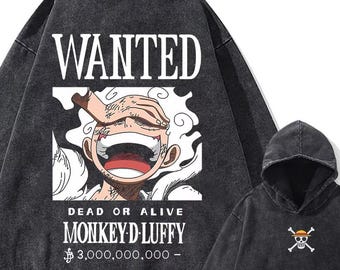 Monkey D Luffy Wanted Hoodie | One Piece Gear 5 Anime Hoodie | Manga Pullover | Graphic Sweatshirt | Anime Gift
