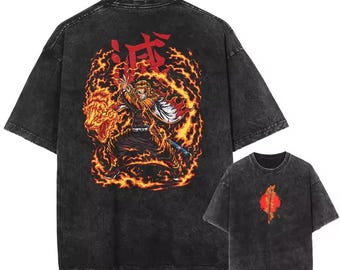 Demon Slayer Rengoku T-Shirt | Anime Graphic Tee | Kyojuro Rengoku Shirt | Japanese Manga Top | Unisex Streetwear | Anime Gift for Fans