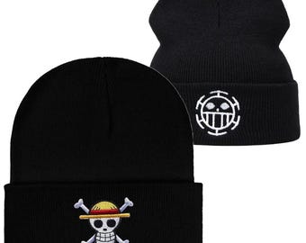 One Piece Anime Beanie Hat | Embroidered Knit Winter Cap | Manga Skull Cap | Unisex Streetwear Beanie | Luffy Anime Gift