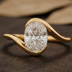 Bague De Fiançailles Bypass Morganite Poire 2.20ct & Moissanite - Plaquée Or 14k - Taille Réglable - Neuf