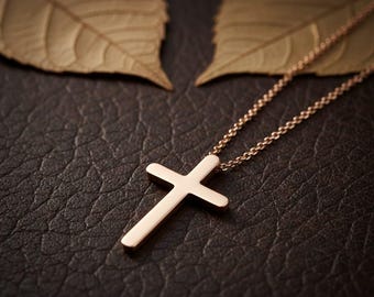 Minimalist Gold Cross Necklace, Spiritual Jewelry Gift