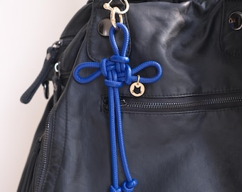 Chinese Lucky Knot Bag Charm | PU Leather Keychain with Brass Charm | Good Luck Accessory in Assorted Colors & Charm Designs