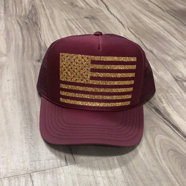 American Flag Trucker Hat Fourth Of July Memorial Day Patriotic Womens Trucker Hat Glitter American Flag