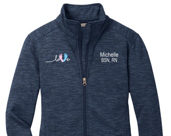 Embroidered Fleece L&D Jacket, Personalized Nurse Zip-Up