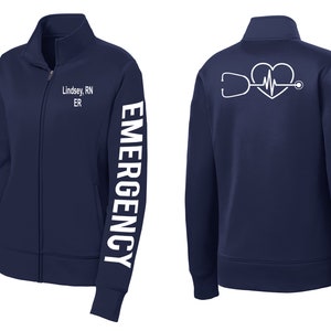 Embroidered Nursing Jacket ER Emergency Nurse ER Zip Up Women&#39;s Custom LST241 Personalized  27