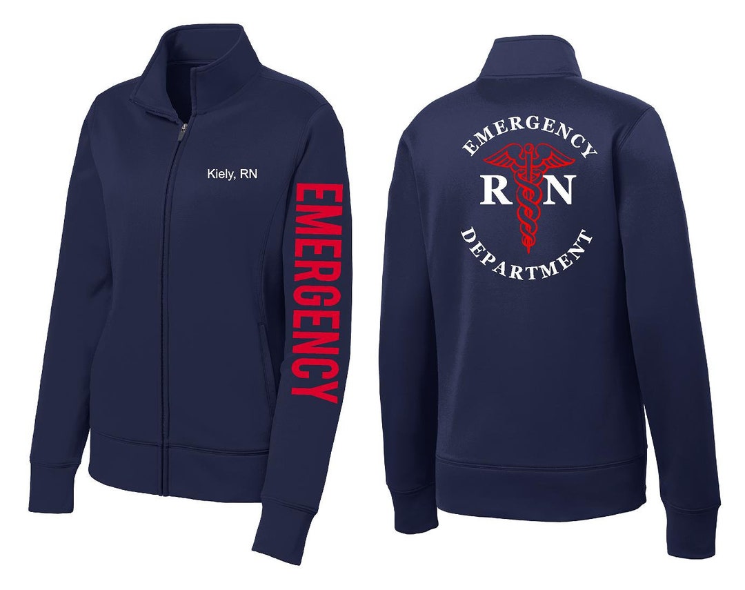 Emergency Department RN Caduceus Nursing Embroidered Custom Personalized Nurse Jacket 64 LST241